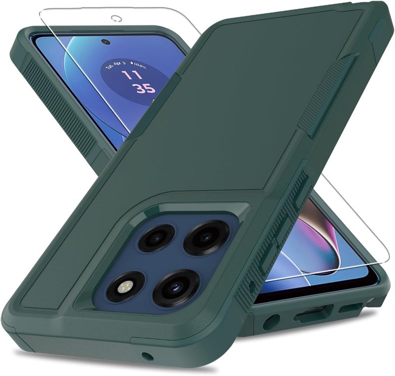 yuanming for Moto G Stylus 5G 2025 Case,[Military Grade Drop Tested] with Screen Protector,Dual Layer Protective Heavy Duty Cell Phone Cover Non-Slip Shockproof Case for Motorola G Stylus 5G 2025 (Dark Green) - Image 1